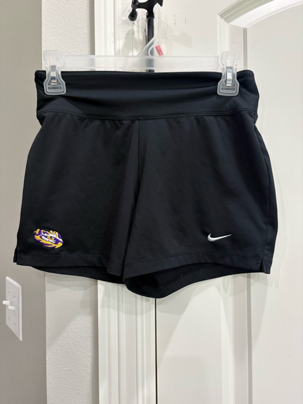 Nike Dri-Fit black polyester/spandex woman’s shorts Small LSU Eye of the Tiger